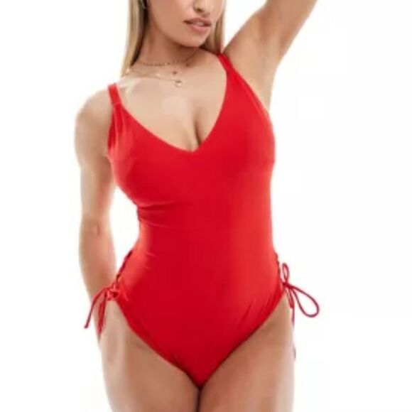 BRAND NEW TIME AND TRU ONE PIECE WOMEN'S DRAWING TIE SIDE TUMMY CONTROL SWIMSUIT - Picture 12 of 15